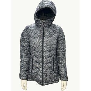 CCC Lole Reversible Hooded Puffer Jacket Black Gray Full Front Zipper